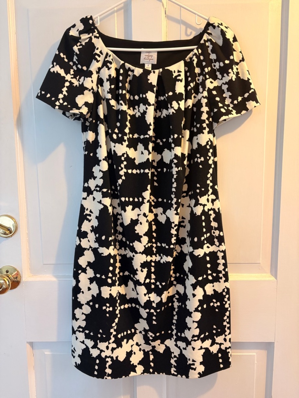 Suzi Chin for Maggy Boutique Black and White Printed Knit Dress